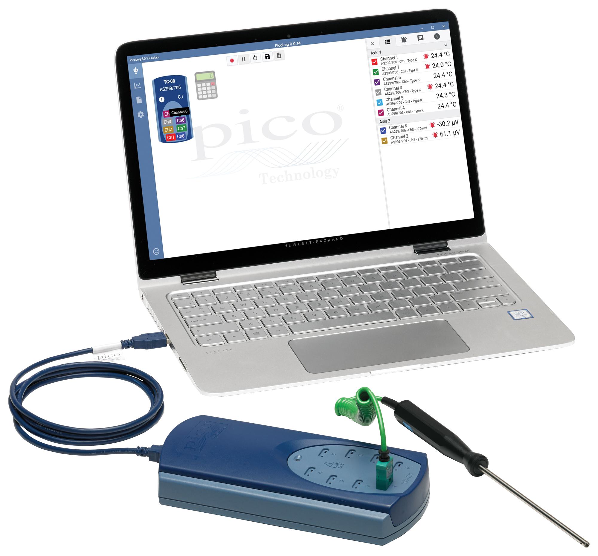 USB TC-08 PICO TECHNOLOGY, Thermocouple Data Logger, -270 to to +