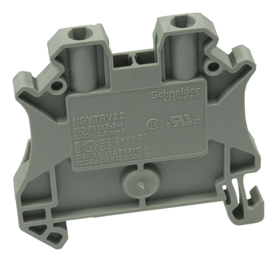 NSYTRV22 SCHNEIDER ELECTRIC, DIN Rail Mount Terminal Block, 2