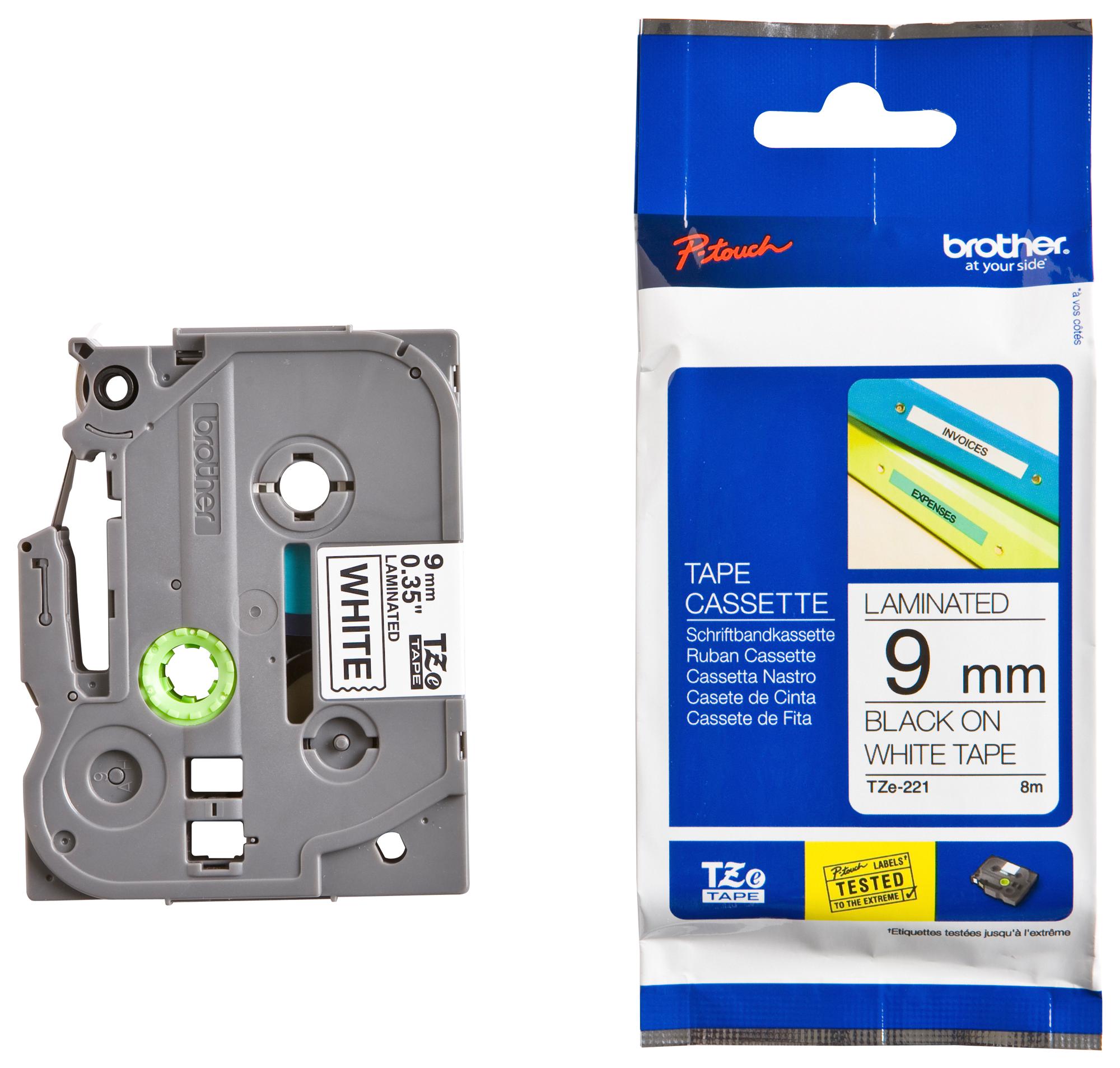 TZE-221 BROTHER, Label Printer Tape, TZe, Adhesive-Laminated
