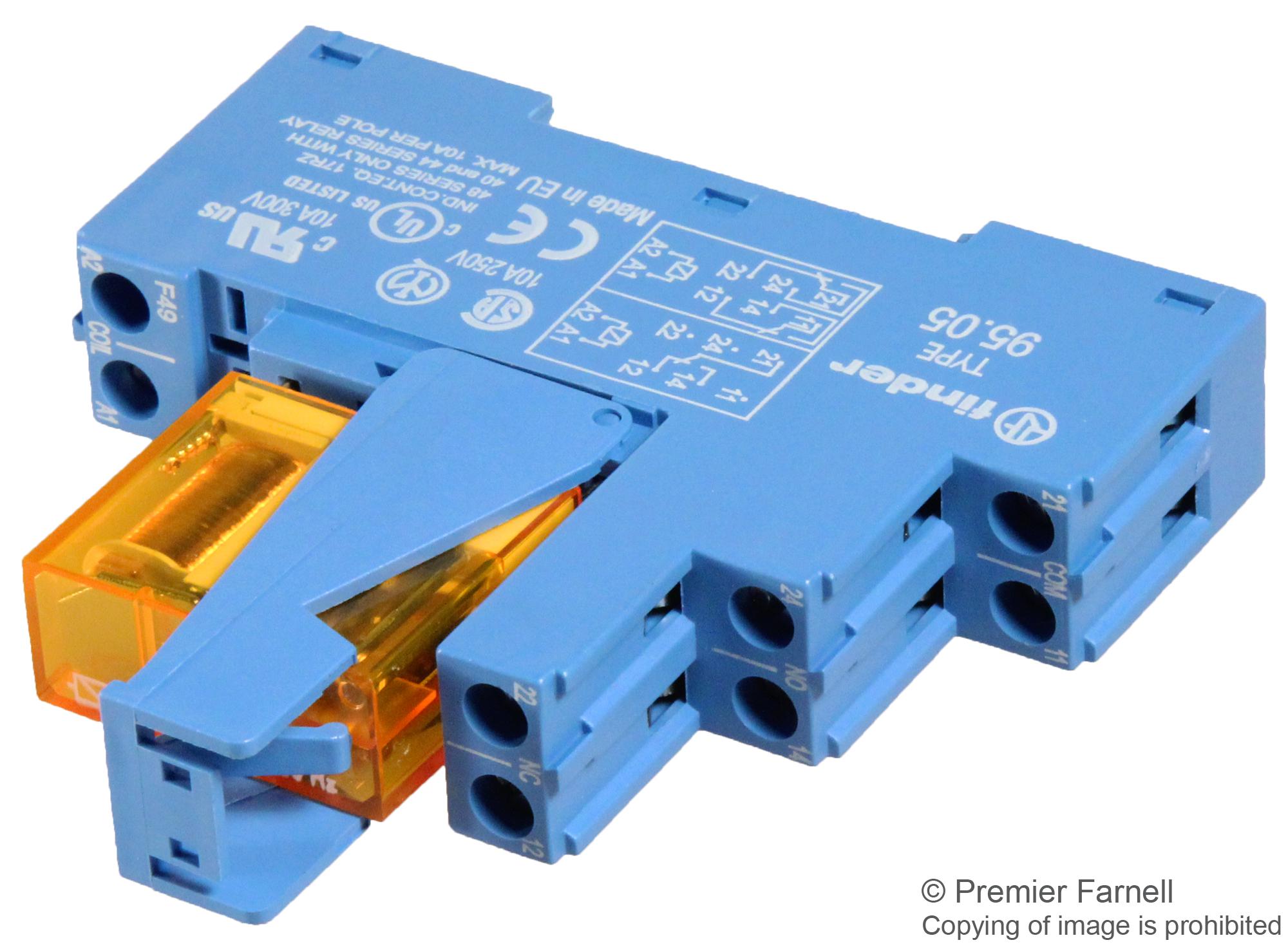 48.52.8.120.0060 Finder, Power Relay, DPDT, 120 VAC