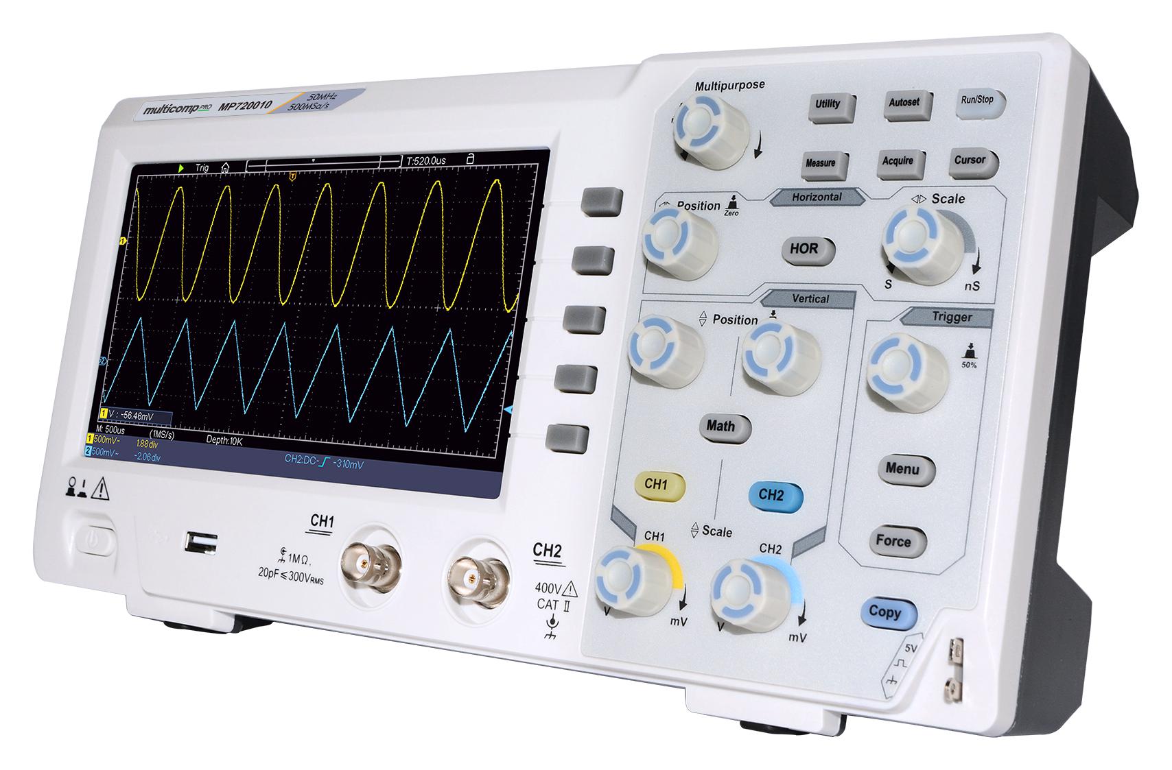 MP720010 US Pro, Digital Oscilloscope, 2 Analog, 50 MHz