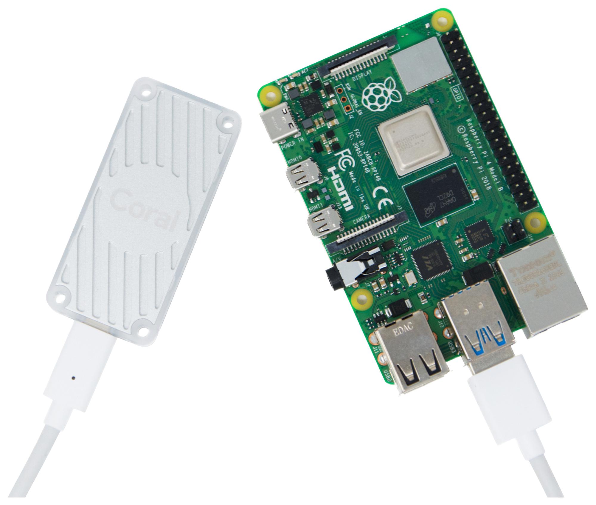 CPU Coral Accelerator Edge TPU Coprocessor G950-01456-01 CORAL, USB Accelerator, Raspberry Pi 3 Model B+ and