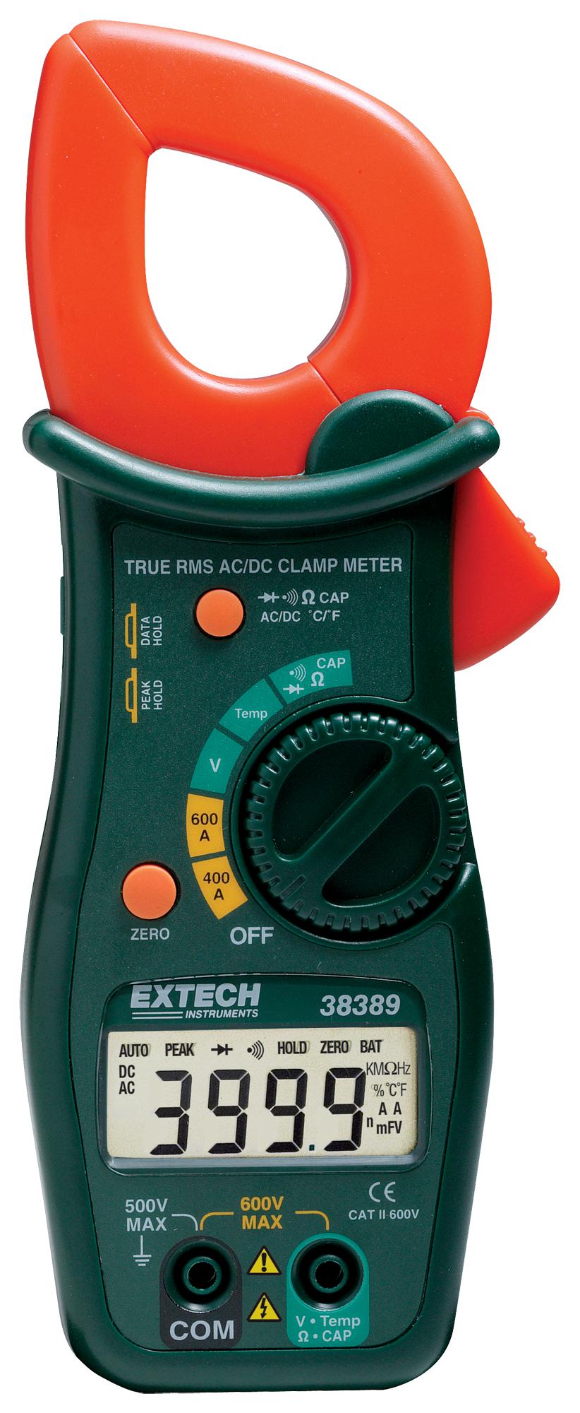 38389 Extech Instruments, Clamp Meter, True RMS, 600 A AC