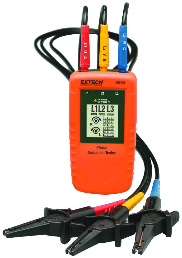 480400 Extech Instruments, Phase Rotation Meter, 15Hz to 400Hz, 40V to 600V