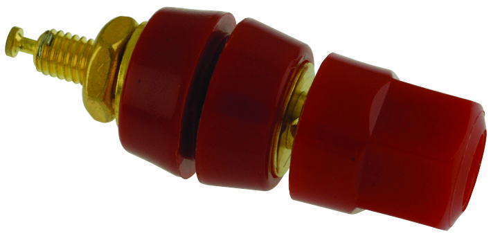 Binding Post Single; Larger Stud Nut; 30 A; 1000 V; Gold Plated Brass; Red; Superior Electric BP30-10R-1 PKG