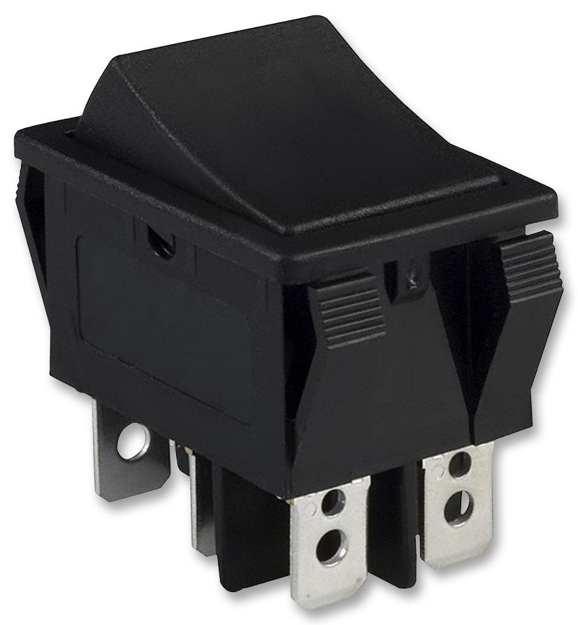 R5CBLKBLKEF0 E-switch, Rocker Switch, Non Illuminated, DPDT