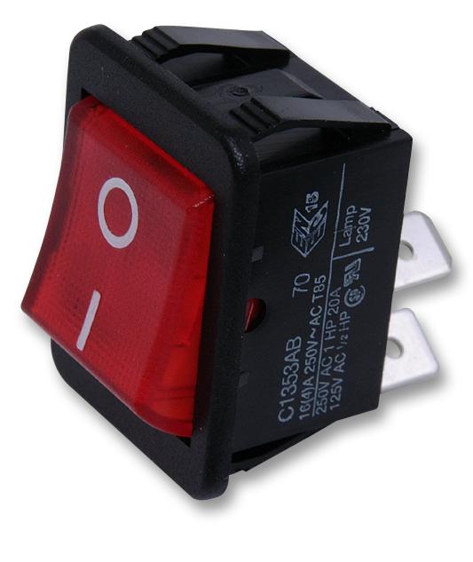 C1353ABNAC Arcolectric (bulgin Limited), Rocker Switch, Illuminated, DPST