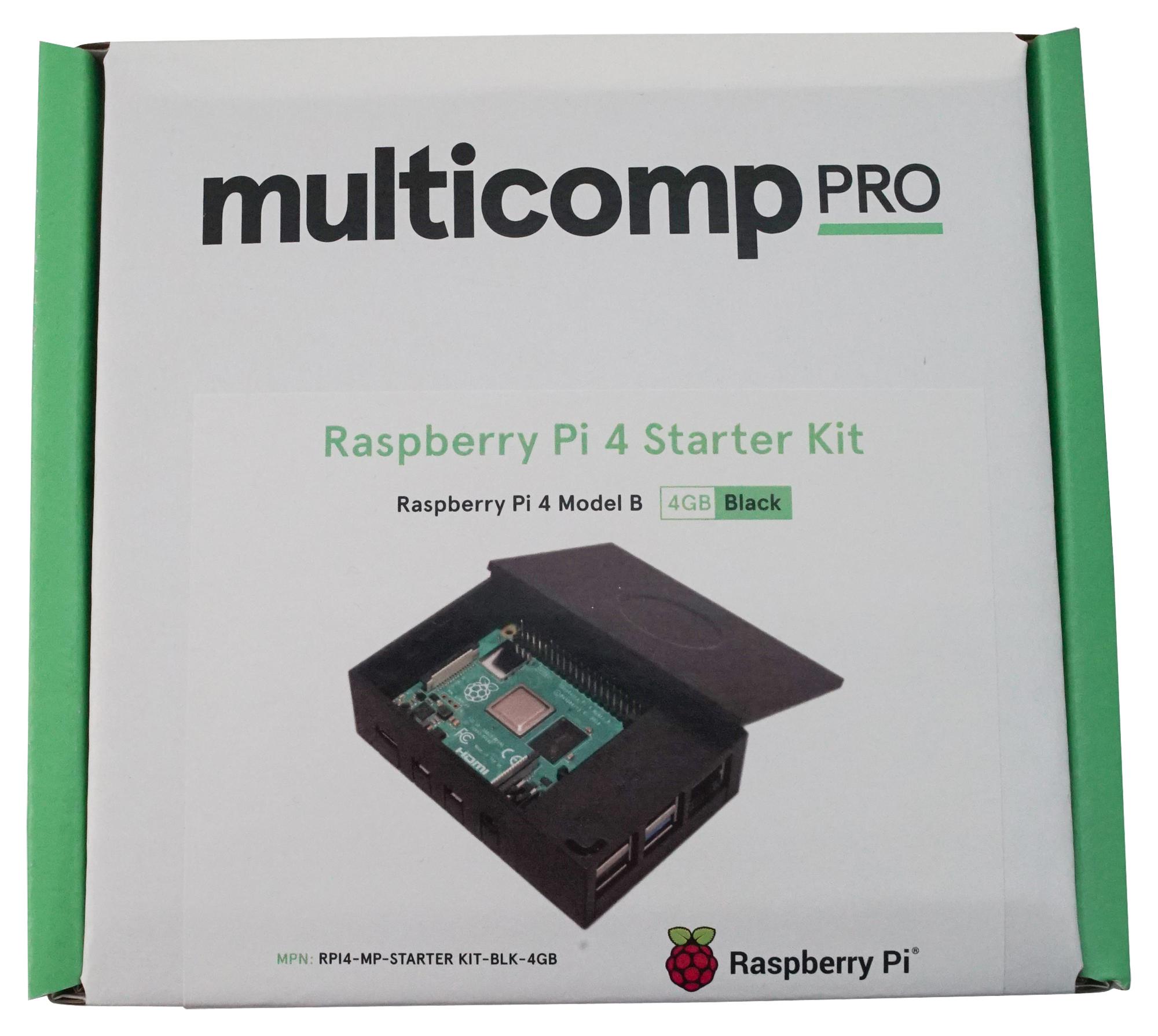 MULTICOMP PRO RPI4 STARTER KIT (BLACK). Starter Kit, Raspberry Pi-4GB,  BCM2711, Black