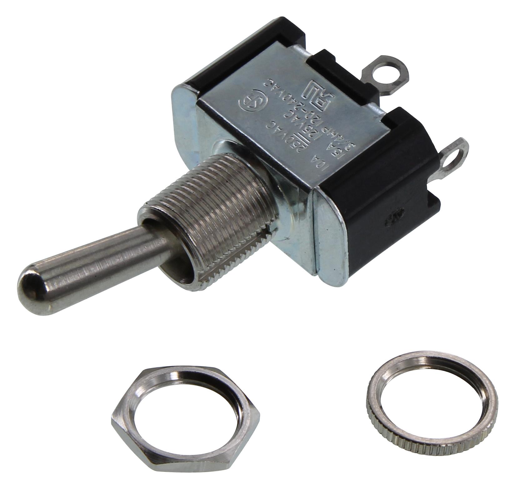 Carling Technologies 2GM51-73 Toggle Switch – DPDT On/Off/On, 6 Connections, 15A 125VAC, Bat Actuator