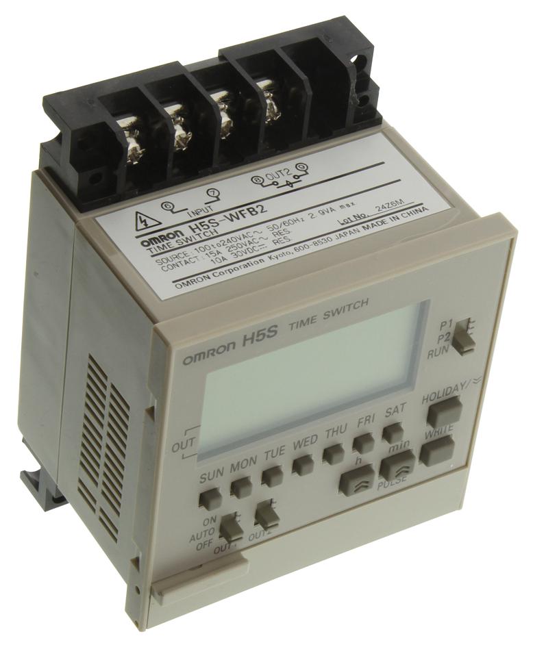 OMRON INDUSTRIAL AUTOMATION H5S-WFB2 Panel Mount Timer, Digital Time  Switch, 100 VAC, 240 VAC, 24 h, 7 Days, 68 mm, 68 mm