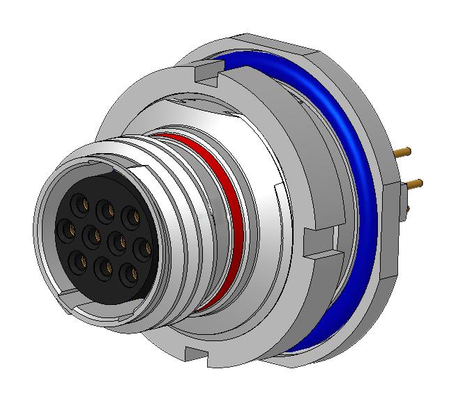 AMPHENOL AEROSPACE 2M801-038-07MT7-10SA Circular Connector, 2M801 Series,  Jam Nut Receptacle, 10 Contacts, PCB Socket, Threaded