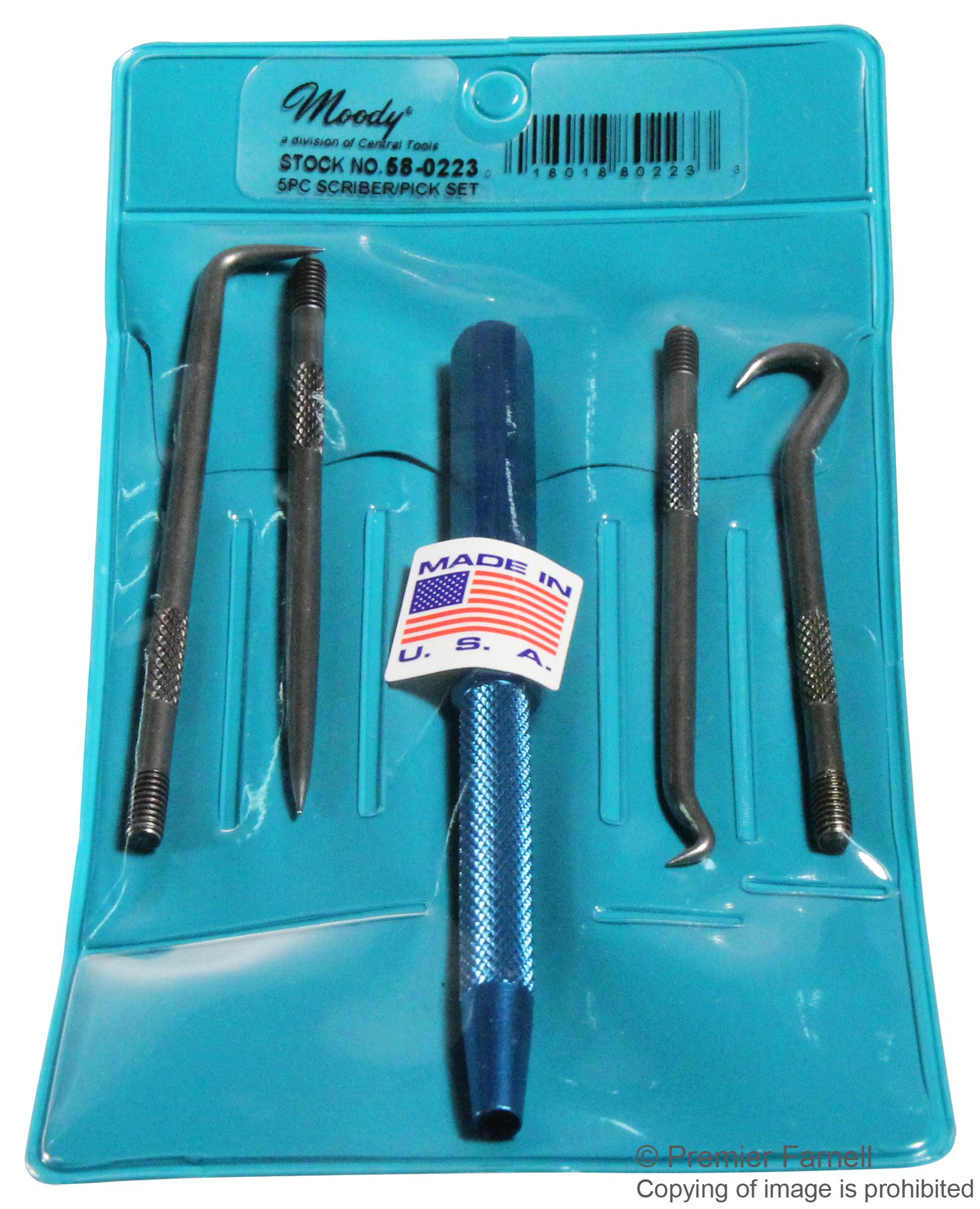 58-0223 Moody Tools, Scriber Set, Interchangeable, Pick-Style