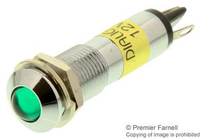 DIALIGHT 609-1212-130F LED Panel Mount Indicator, Green, 9.3 mm