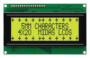 MIDAS DISPLAYS MC42005A6W-SPTLY-V2 DISPLAY, ALPHANUMERIC, 20X4, YELLOW/GRN