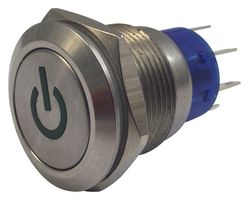 MULTICOMP PRO MPB19-D0F21P-612-JQ PB SWITCH, ILLUM, DPST, 5A, 250VAC, GRN