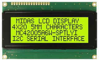 MIDAS DISPLAYS MC42005A6W-SPTLYI-V2 DISPLAY, ALPHANUMERIC, 20X4, YEL/GRN
