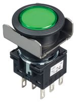 IDEC LB6L-M1T64G PB SWITCH, ILLUM, DPDT, 24VAC/DC, GREEN