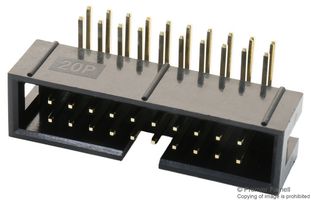 MULTICOMP PRO MC-254-20-00-RA-DIP CONN, HEADER, R/A, 20POS, 2ROW, 2.54MM