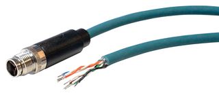 BULGIN LIMITED PXPTPU12FIM08XCL010PU SENSOR CORD, 8P M12 PLUG-FREE END, 1M