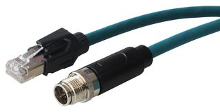 BULGIN LIMITED PXPTPU12FIM08XRJ010PU SENSOR CORD, 8P M12 PLUG-RJ45 PLUG, 1M