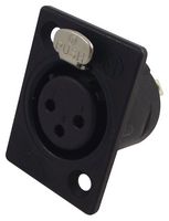 NEUTRIK NC3FP-B-1 XLR Audio Connector, Socket, 3, Panel Mo