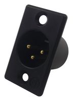 NEUTRIK NC3MP-B XLR Audio Connector, Plug, 3, Panel Mount, Metal Body, Gold Plated Contacts RoHS Compliant: Yes