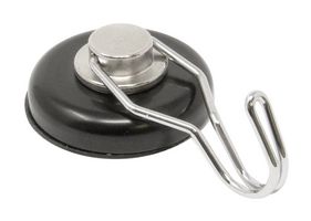 ECLIPSE MAGNETICS E1060/NEO/BLK/F POT MAGNET W/HOOK, 38X12.5MM, NEODYMIUM