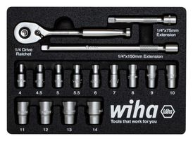 WIHA 44683 RATCHET WRENCH SET, 1/4_, 17PC