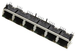 AMPHENOL COMMUNICATIONS SOLUTIONS RJHSE538106 RJ45 CONN, R/A JACK, 8P8C, 6GANGED, TH