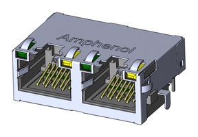 AMPHENOL COMMUNICATIONS SOLUTIONS RJE722881441 RJ45 CONN, R/A JACK, 8P8C, 2GANG, THT