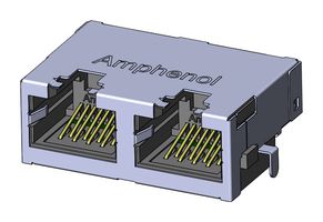 AMPHENOL COMMUNICATIONS SOLUTIONS RJE722886401 RJ45 CONN, R/A JACK, 8P8C, 2GANG, THT