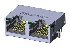 AMPHENOL COMMUNICATIONS SOLUTIONS RJE722886411 RJ45 CONN, R/A JACK, 8P8C, 2GANG, THT