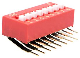 E-SWITCH KAS2108ET DIP SW, SPST-NO, 0.025A/24V, 8POS, RA TH