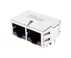 PULSE ELECTRONICS JX80-0019NL RJ45 CONN, R/A JACK, 8P8C, 1X2 PORT, THT