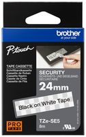 BROTHER TZESE5 TAPE, LABEL PRINTER, BLK/WHT, 8MX24MM