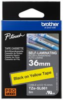 BROTHER TZESL661 TAPE, LABEL PRINTER, BLK/YLW, 8MX36MM