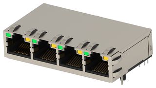 TE CONNECTIVITY 2496692-4 RJ45 CONN, R/A JACK, 8P8C, 4GANG, THT
