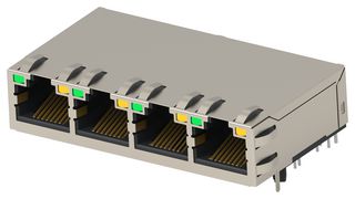 TE CONNECTIVITY 2496721-1 RJ45 CONN, R/A JACK, 8P8C, 4GANG, THT