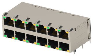 TE CONNECTIVITY 2497310-1 RJ45 CONN, R/A JACK, 8P8C, 6STACKTHT