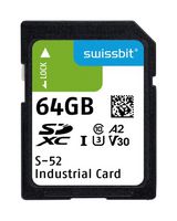 SWISSBIT SFSD064GL1AM1TB-I-CE-2A1-STD SDXC CARD, 64GB, -40 TO 85DEG C, 3D TLC