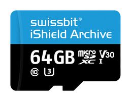SWISSBIT SFSD064GN1PT1TB-I-7G-07P-SW6 MICROSDXC CARD, 64GB, -40 TO 85DEG C