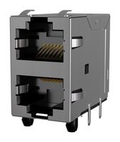 AMPHENOL COMMUNICATIONS SOLUTIONS RJE38538022 RJ45 CONN, R/A JACK, 8P8C, 2X1 STACK, TH
