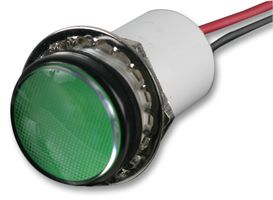 LED Panel Mount Indicator, Watertight, Green, 24 VDC, 17.463 mm, 16 mA, 1000 foot lambert