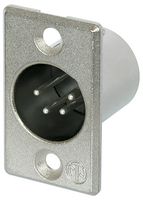 NEUTRIK NC4MP XLR Audio Connector, Plug, 4, Panel Mount, Metal Body, Silver Plated Contacts RoHS Compliant: Yes