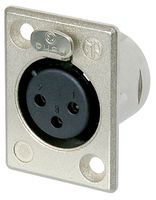 NEUTRIK NC3FP-1 XLR Audio Connector, Socket, 3, Panel Mo