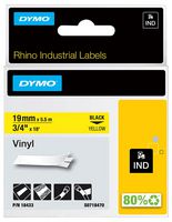 DYMO 18433 TAPE, PERM, VINYL, 19MMX5.5M, YELLOW