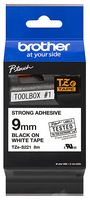 BROTHER TZES221 TAPE, LABEL PRINTER, BLK/WHT, 8MX9MM