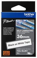 BROTHER TZESL261 TAPE, LABEL PRINTER, BLK/WHT, 8MX36MM