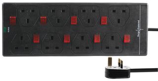 PRO ELEC 2818 SP BLK5M POWER OUTLET STRIP, 8 OUTLET, 250V, 5M