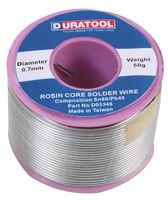 DURATOOL D03346 SOLDER WIRE, SN60-PB40, 0.7MM, 50G REEL